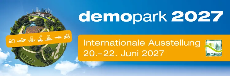 demopark save-the-date Banner mit der Weltkugel als Darstellung sowie dem Veranstaltungsdatum der demopark 2027